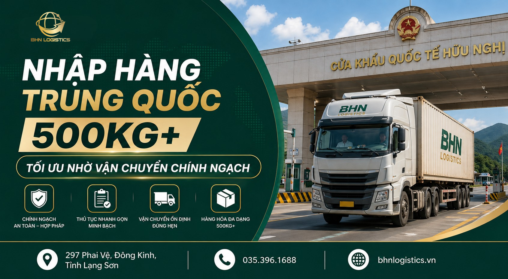 Nhập hàng Trung Quốc 500kg+ tối ưu chi phí vận chuyển chính ngạch