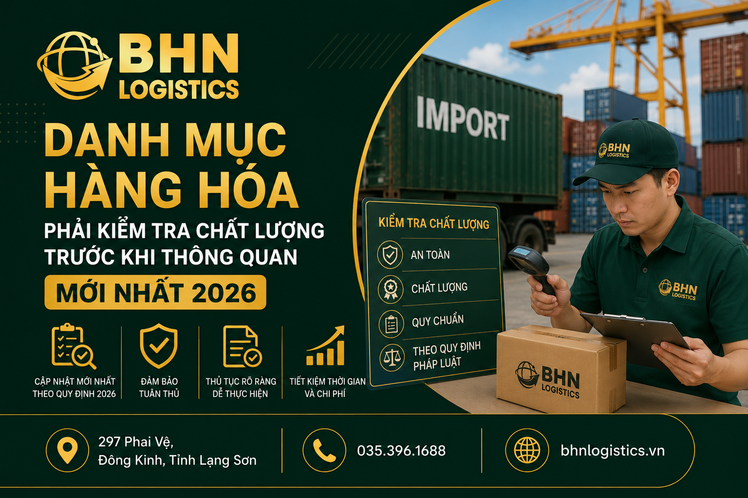 Danh mục hàng hóa phải kiểm tra chất lượng trước khi thông quan năm 2026.