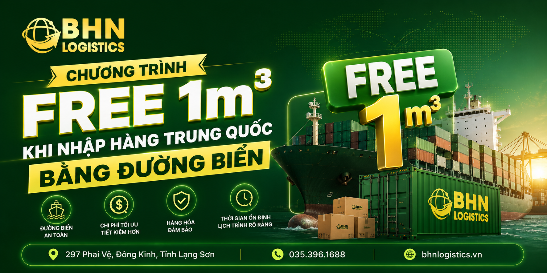 Ưu đãi free 1m³ khi nhập hàng Trung Quốc bằng đường biển